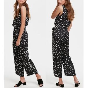 Part Two Jumpsuit Artwork Black Romper Elastic Waist Belted Womens EU 40 Pockets